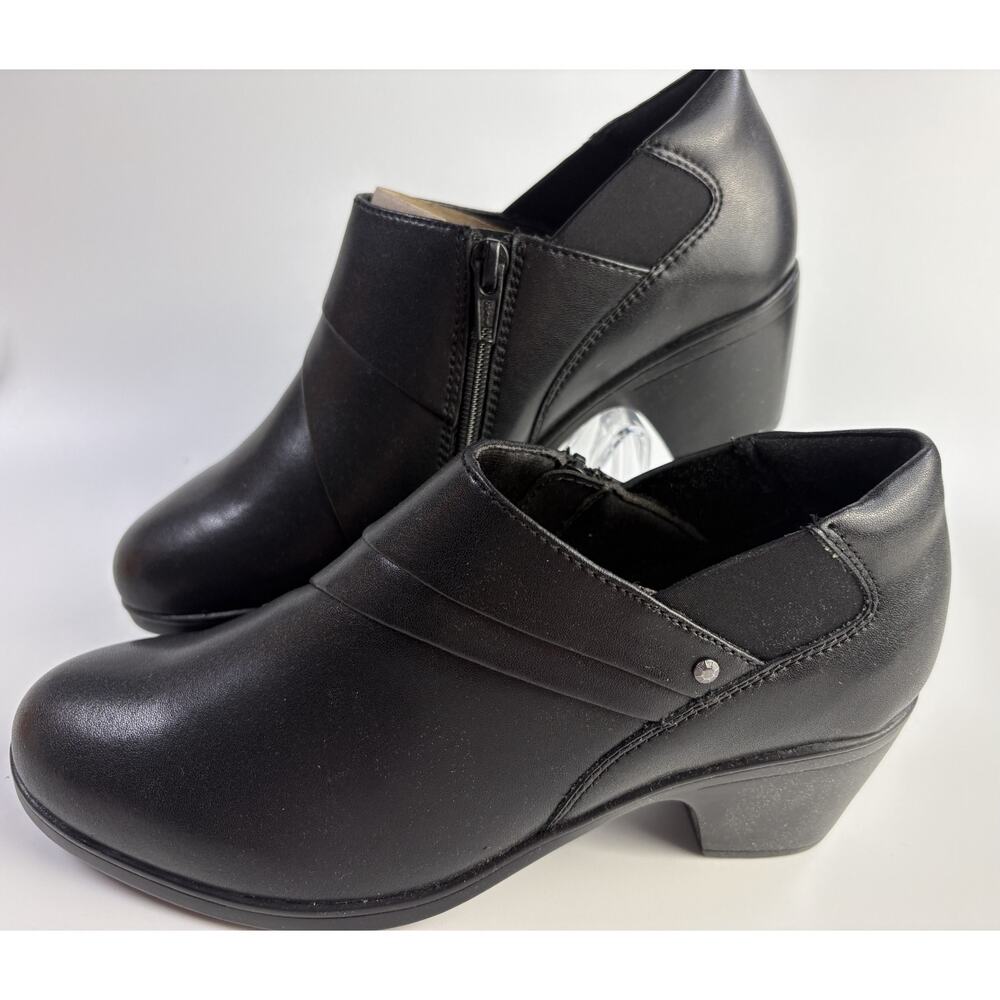Clarks Emily2 London Women's Size 6.5M Black Leather Block Heel Comfort Shoe New - Picture 2 of 11